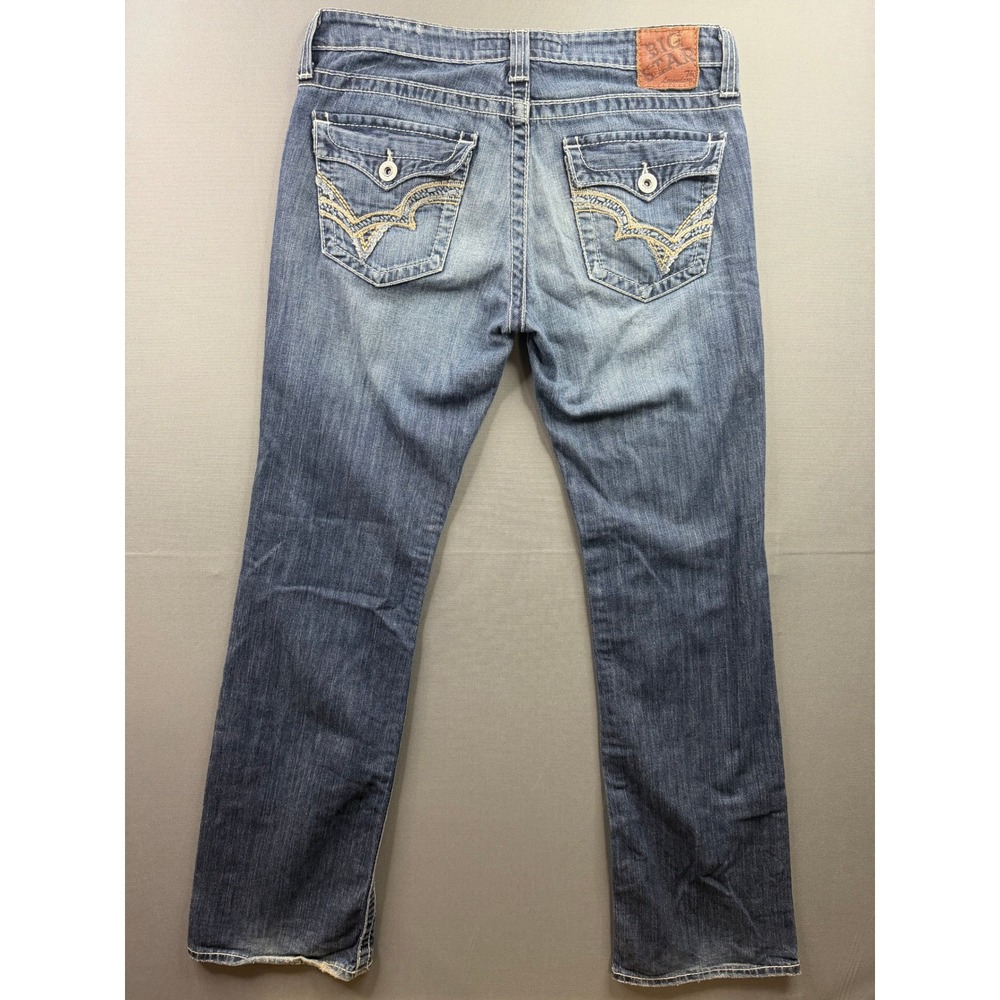 Big Star Remy Bootcut Jeans Womens Blue Low Rise Embroidered 31x32